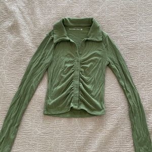 Abercrombie & Fitch Green Button-down Knit Top